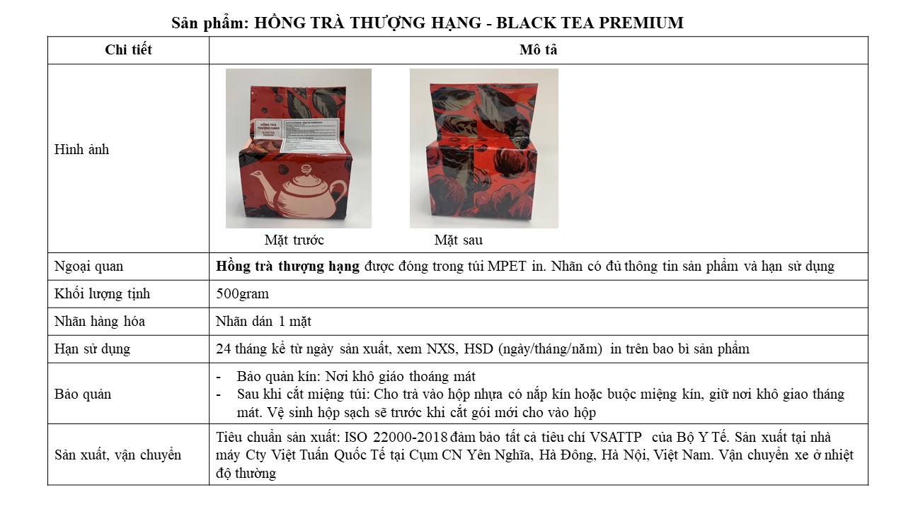 Hồng Trà Thượng Hạng - Black Tea Premium Việt Tuấn 500g