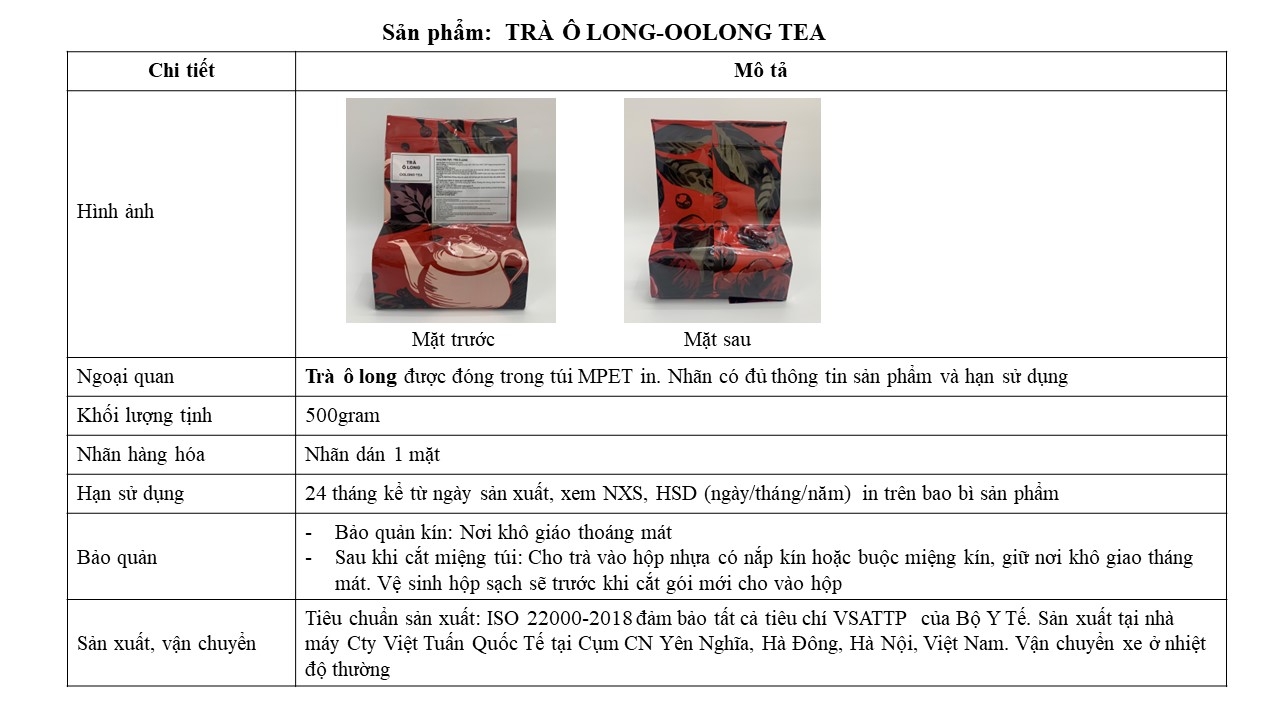 Trà Ô Long - Oolong Tea Việt Tuấn 500g