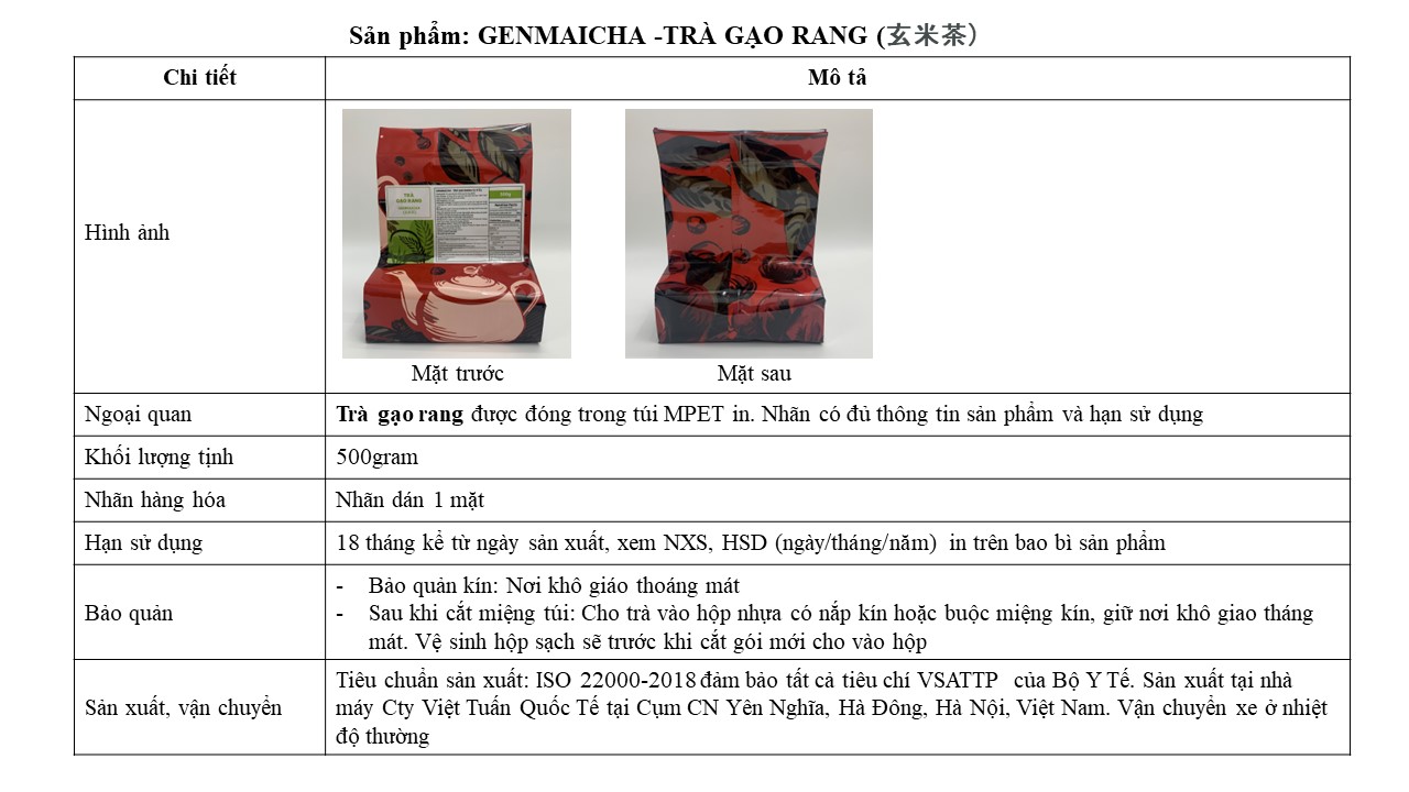 Trà Gạo Rang - Genmaicha Việt Tuấn 500g