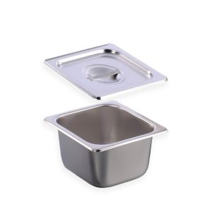 Khay Đựng Topping Inox Có Nắp 18x17x10