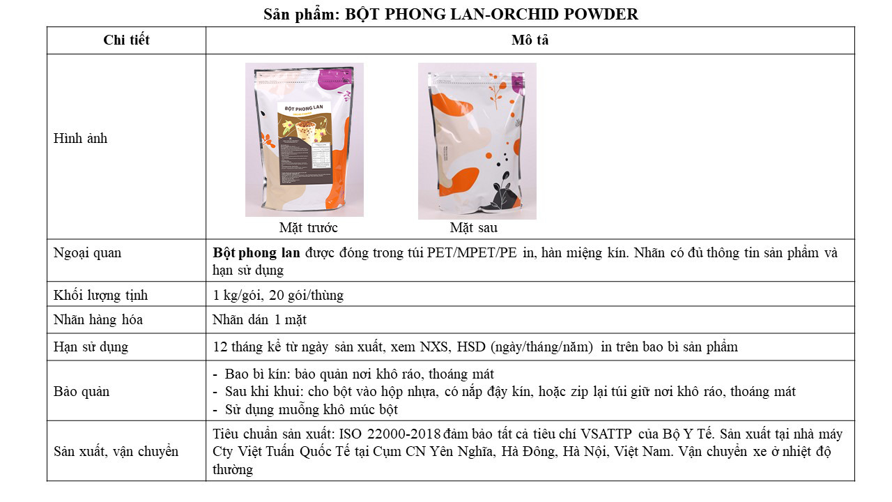 Bột Phong Lan - Orchid Powder Việt Tuấn 1kg