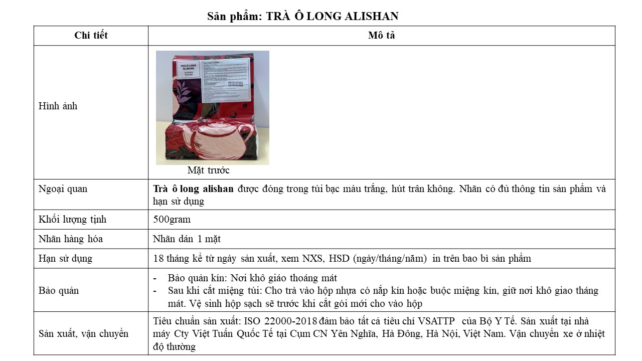 Trà Ô Long Alishan - Alishan Oolong Việt Tuấn 500g