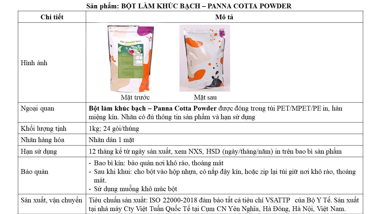 Bột làm khúc bạch - Chi tiết sản phẩm