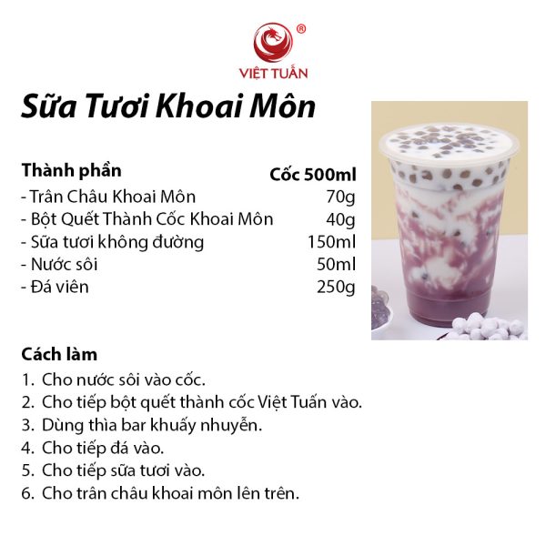 Trân Châu Khoai Môn - Taro Tapioca Boba Việt Tuấn 1kg