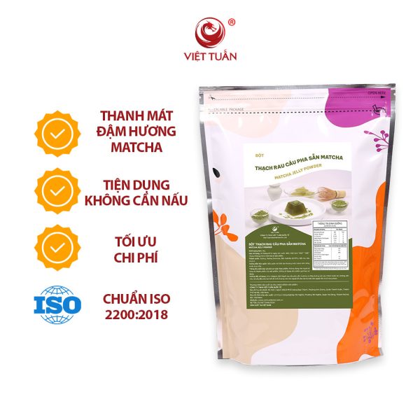 Bột Thạch Rau Câu Pha Sẵn Matcha - Matcha Jelly Powder Việt Tuấn 1kg