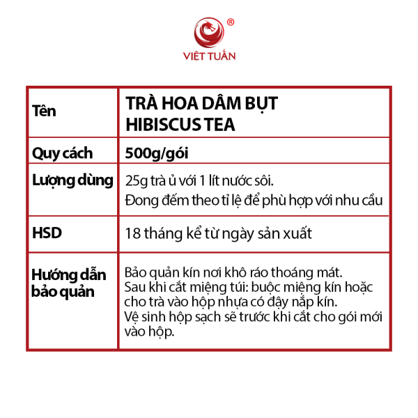 Trà Hoa Dâm Bụt- Hibiscus Tea Việt Tuấn 500g