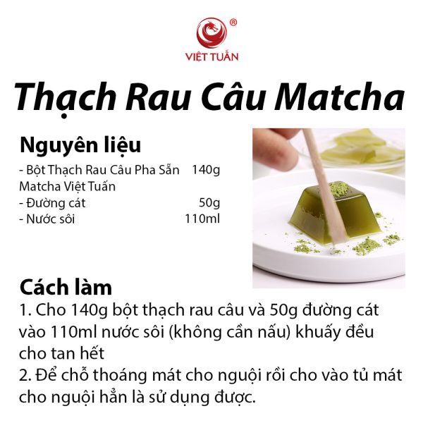 Bột Thạch Rau Câu Pha Sẵn Matcha - Matcha Jelly Powder Việt Tuấn 1kg