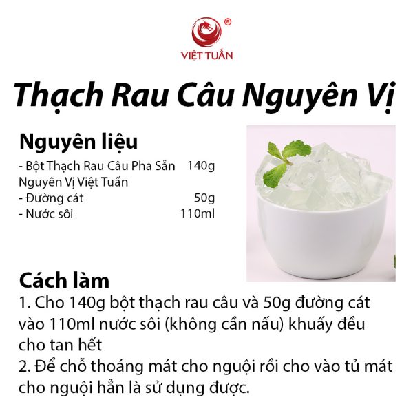 Bột Thạch Rau Câu Pha Sẵn Nguyên Vị Việt Tuấn 1kg