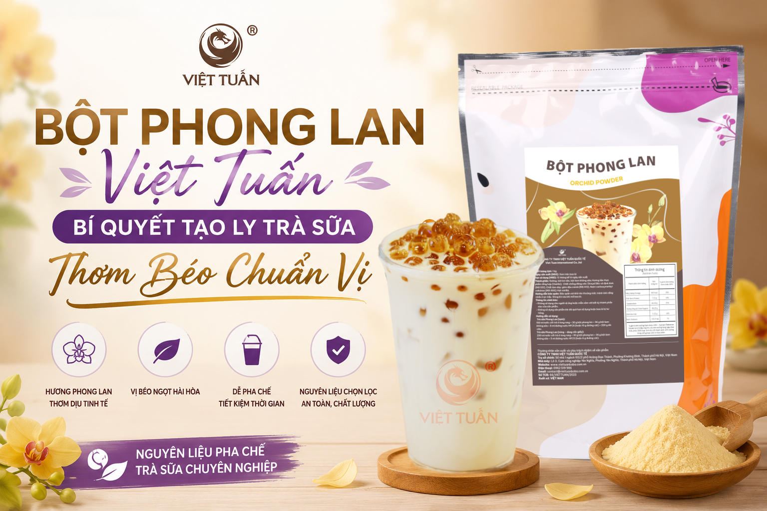 Bột Phong Lan Việt Tuấn: Bí Quyết Tạo Ly Trà Sữa Thơm Béo Chuẩn Vị