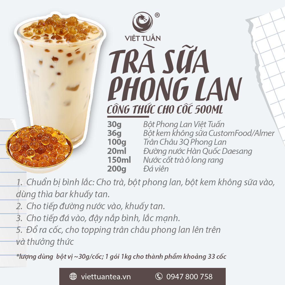 Công thức pha cốc trà sữa phong lan 500ml