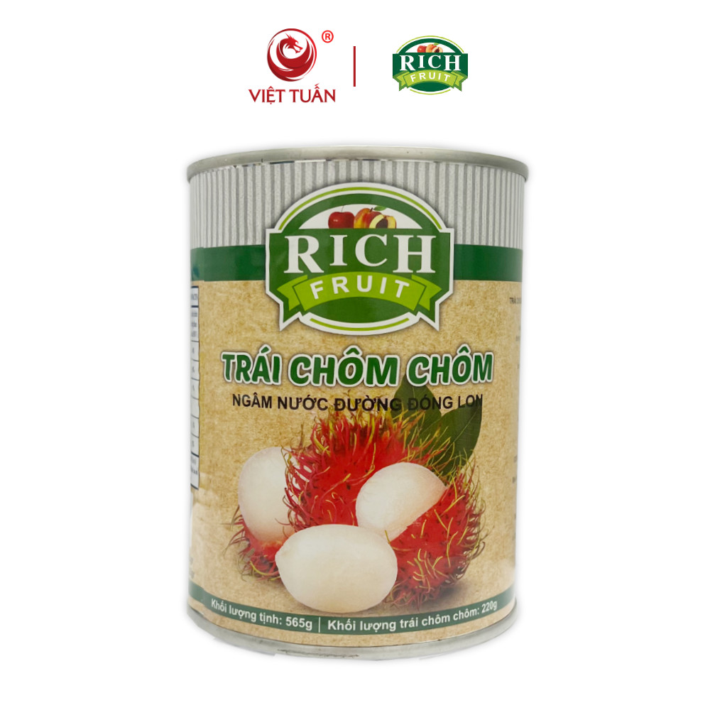 Trái Chôm Chôm Ngâm Nước Đường Đóng Lon Hiệu Rich - 565g