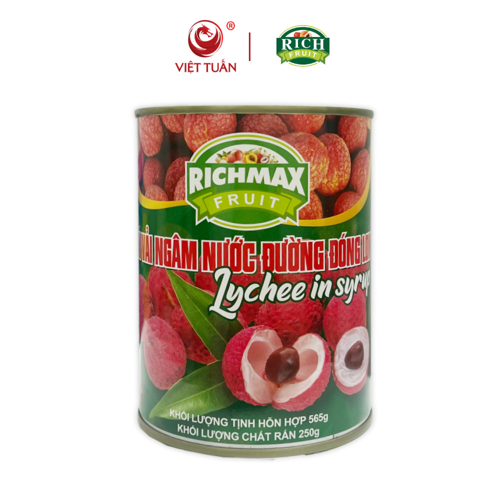 Trái Vải Ngâm Nước Đường Đóng Lon Hiệu Rich - 565g